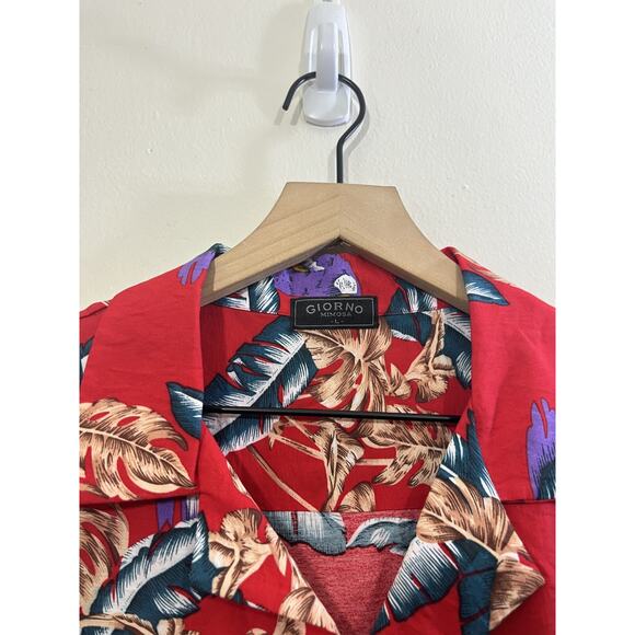 90s Retro Vacation Camp Shirt L Resort Tropical Preppy Beach Parrot Palm Art - Picture 3 of 12